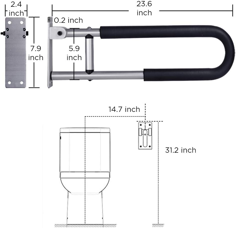 Botabay Handicap Grab Bars Rails 23.6 Inch Toilet Handrails Bathroom