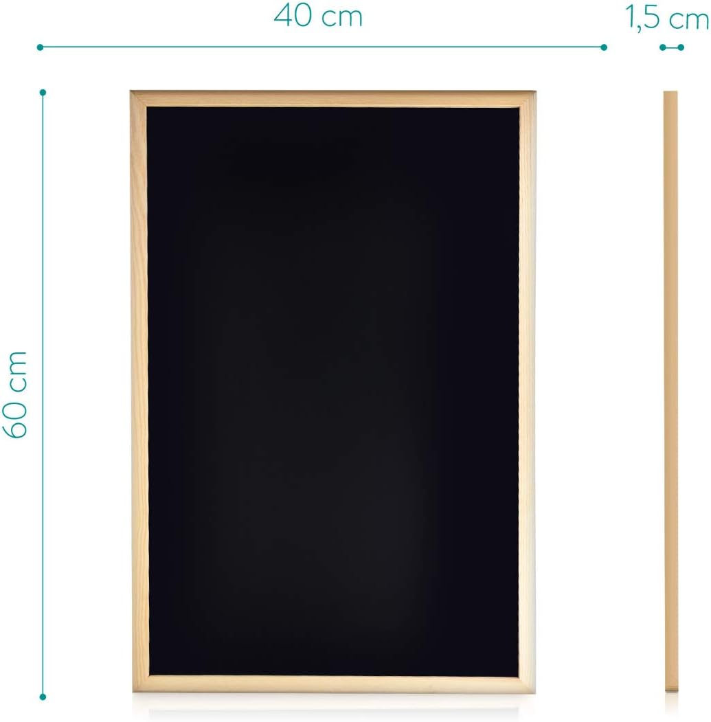 Navaris Double-Sided Chalkboard Whiteboard - 16" x 24" Wall Blackboard Magnetic Dry Erase