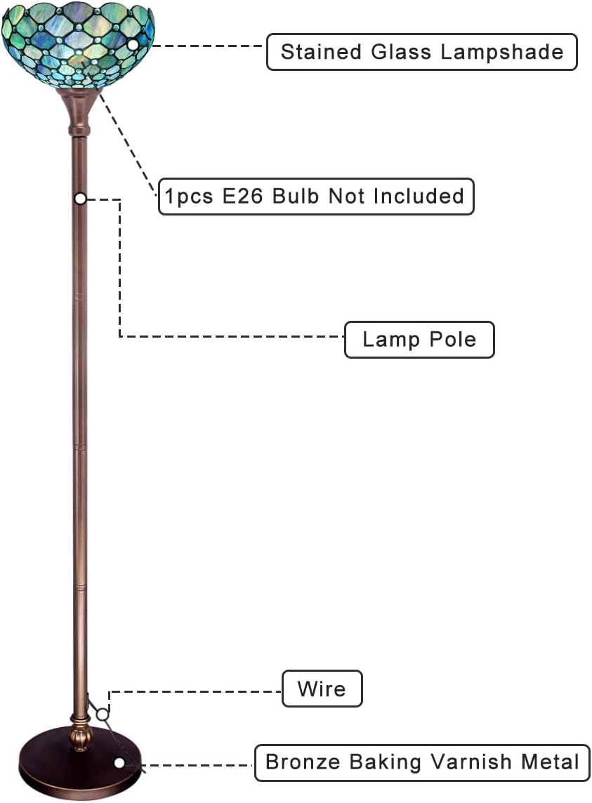 Tiffany Floor Lamp Torchiere Stained Glass Torch Lamp