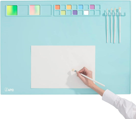 Extra Large 32"×24" Silicone Painting Mat with Raised Edges, NonStick Silicone Craft Mat for Resin Casting