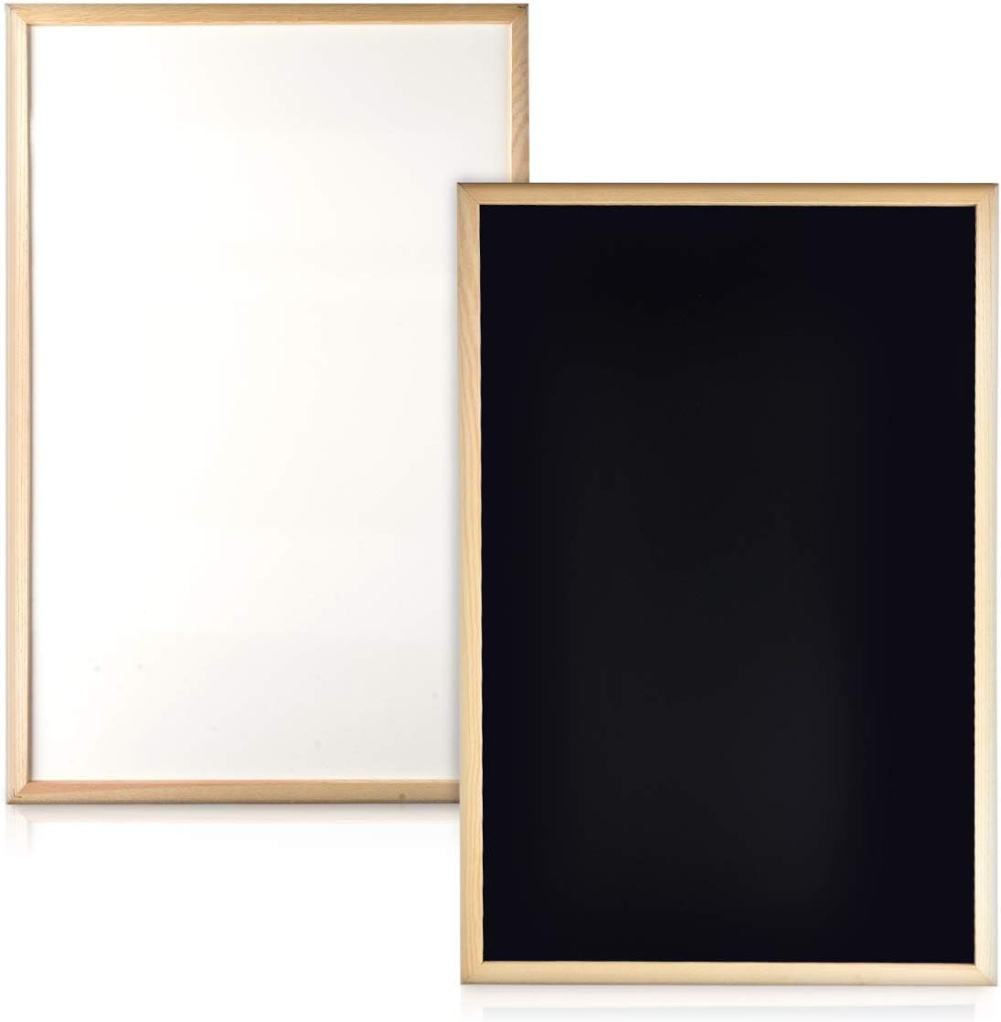 Navaris Double-Sided Chalkboard Whiteboard - 16" x 24" Wall Blackboard Magnetic Dry Erase