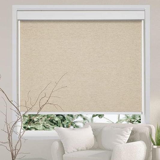 Persilux Light Filtering Window Blinds, Free-Stop Cordless Roller (Khaki 35" x 72")