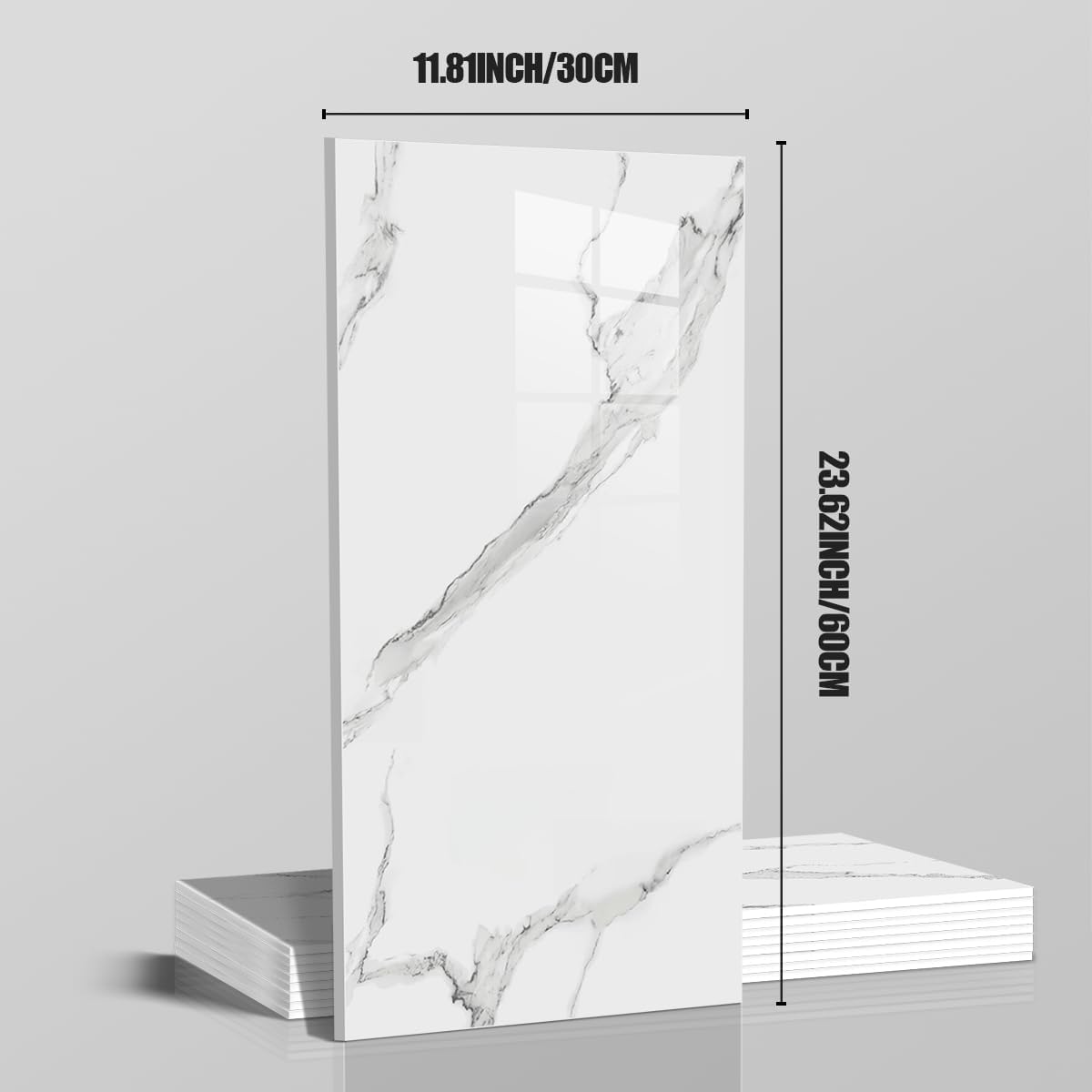 10pcs 23.6"x11.8" Marble Peel and Stick Waterproof Wall Panels