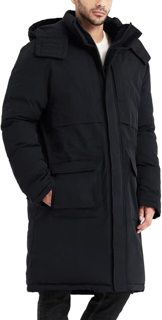 Men's Extra Long Parka Winter Coats Hooded Puffer Jacket