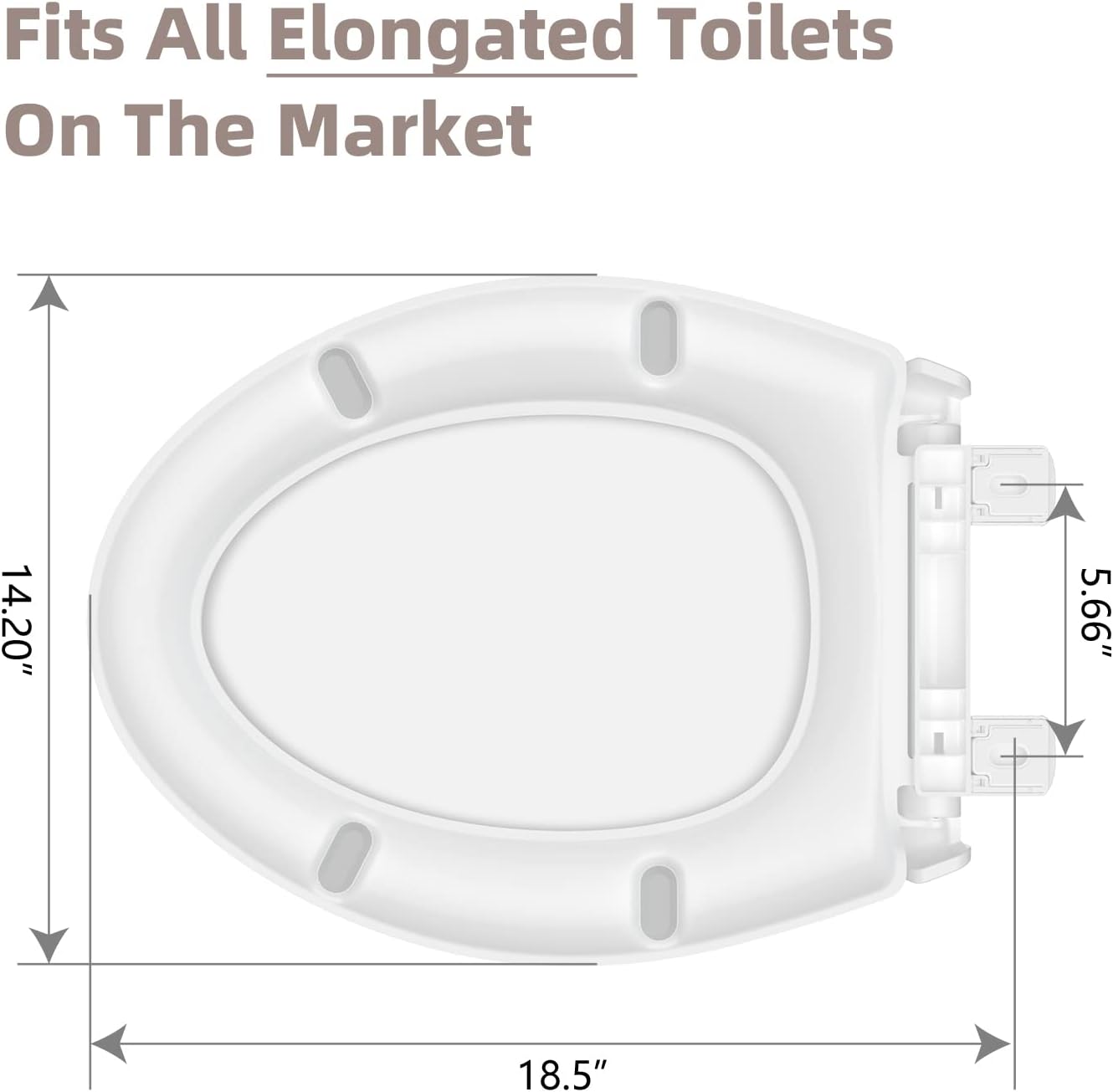 Elongated Toilet Seat, Slow Close Quick-Release Hinges, Heavy Duty Soft Close, Oval