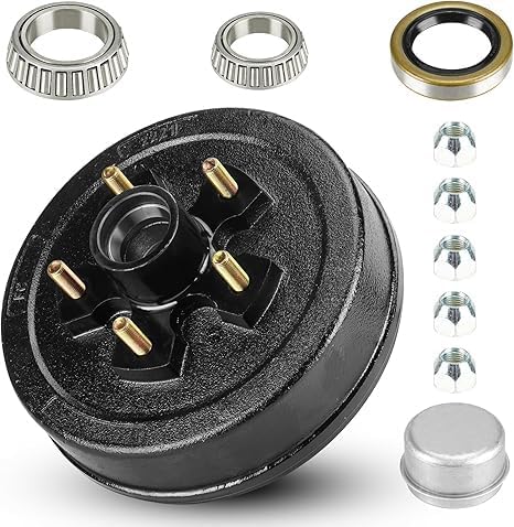 Trailer Brake Drum Kit, 5-Hole on 5" Bolt Circle Brake Drum for 3500 lb Axles