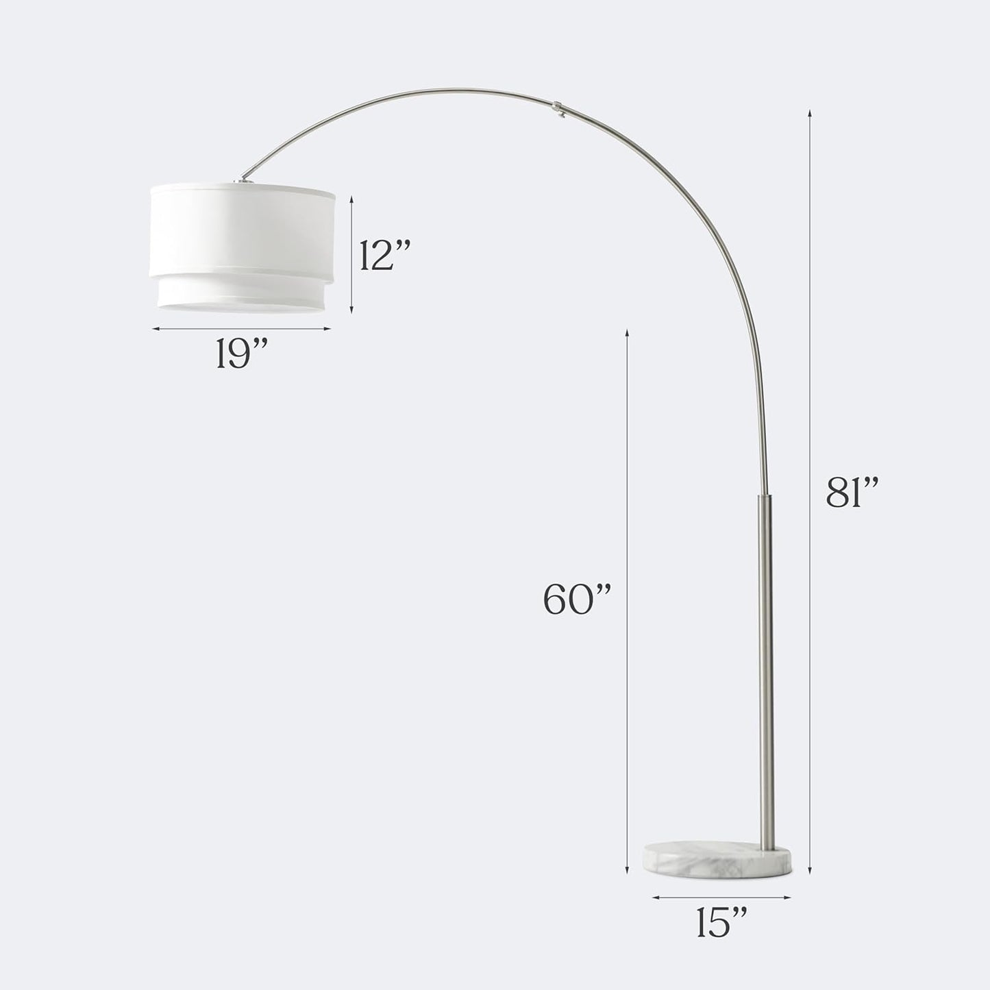 Brightech Mason Arc Floor Lamp - Modern Corner Standing Lamp with Unique Hanging Drum