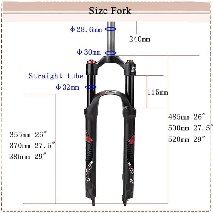 BUCKLOS Mountain Bicycle Suspension Forks, 26/27.5/29 inch MTB Bike Front Fork