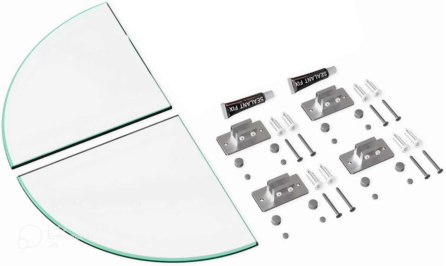 GeekDigg 2-Pack Glass Shelf Shower Caddie, Adhesive Shower Caddy