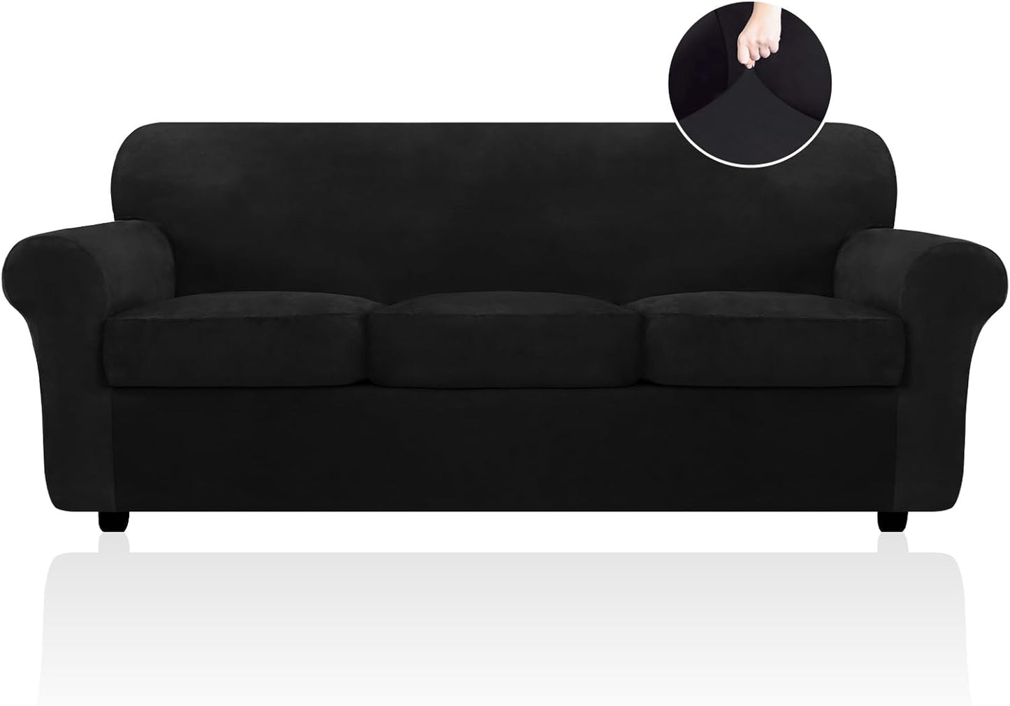 FestiCorp Velvet Sofa Cover for 3 Cushion Couch Sofa Slipcovers for Sofas with 3 Cushions