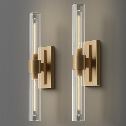 Brass Wall Sconces Set of Two 22.8" Indoor Wall Light Fixtures,Bathroom Vanity Light