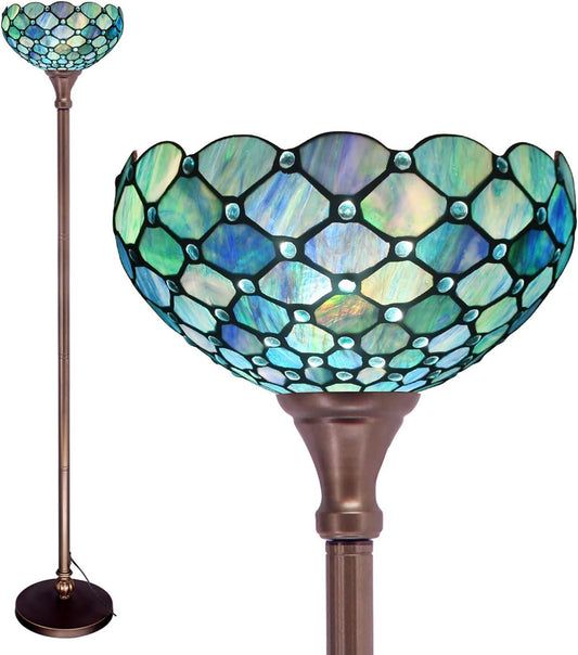 Tiffany Floor Lamp Torchiere Stained Glass Torch Lamp