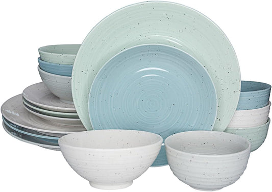 Sango Siterra Artist's Blend 16-Piece Stoneware Dinnerware Set – Service for 4, Mixed Glossy Finish
