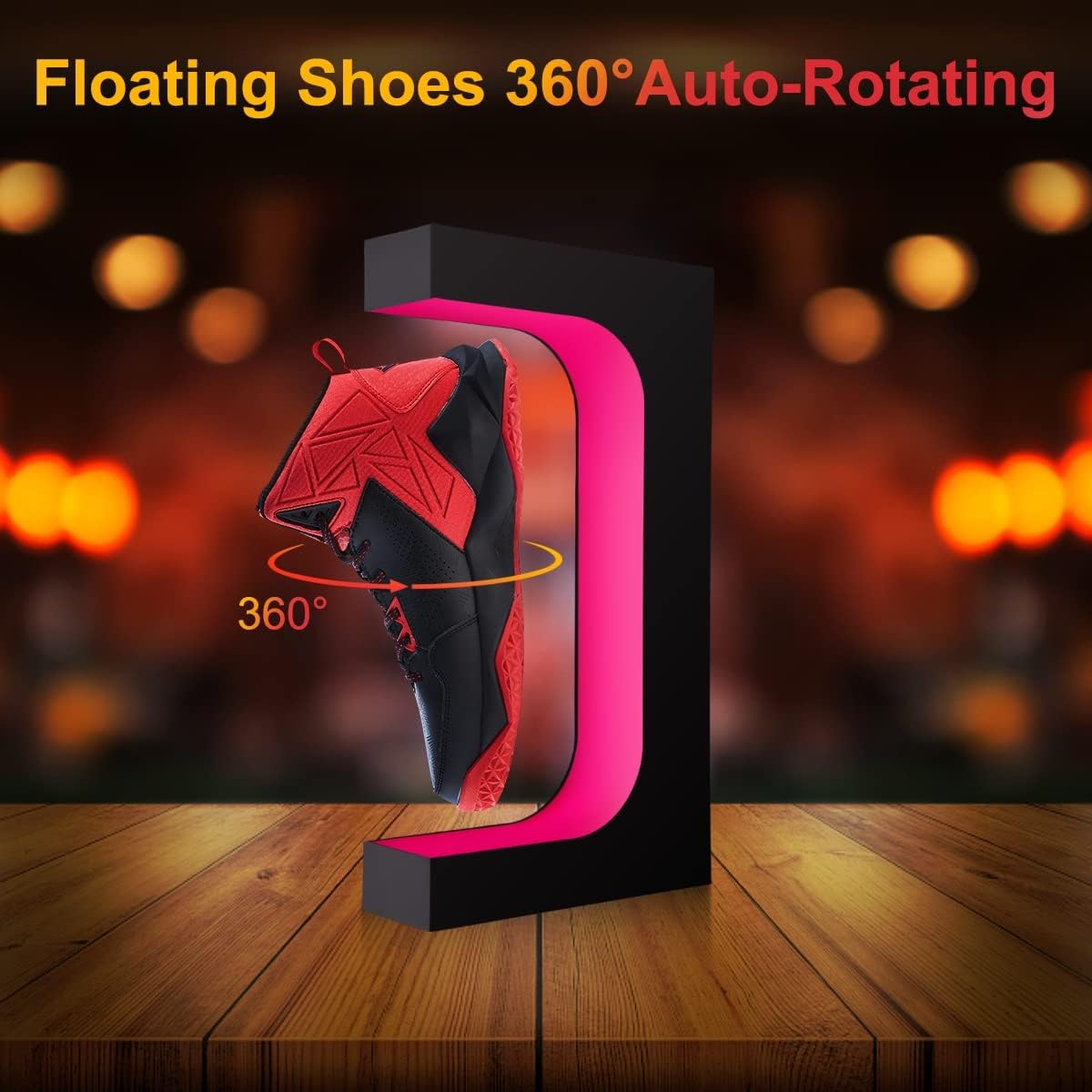 UVEHAS Levitating Shoe Display Stand, Floating Sneaker Stand with Remote 16 Colors LED Light Rotate