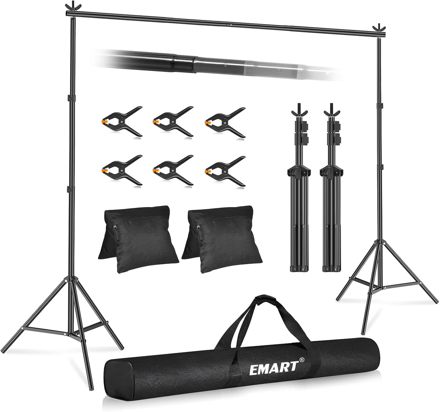 EMART Backdrop Stand 10x7.8ft(WxH) Photo Studio Adjustable Background Stand Support Kit