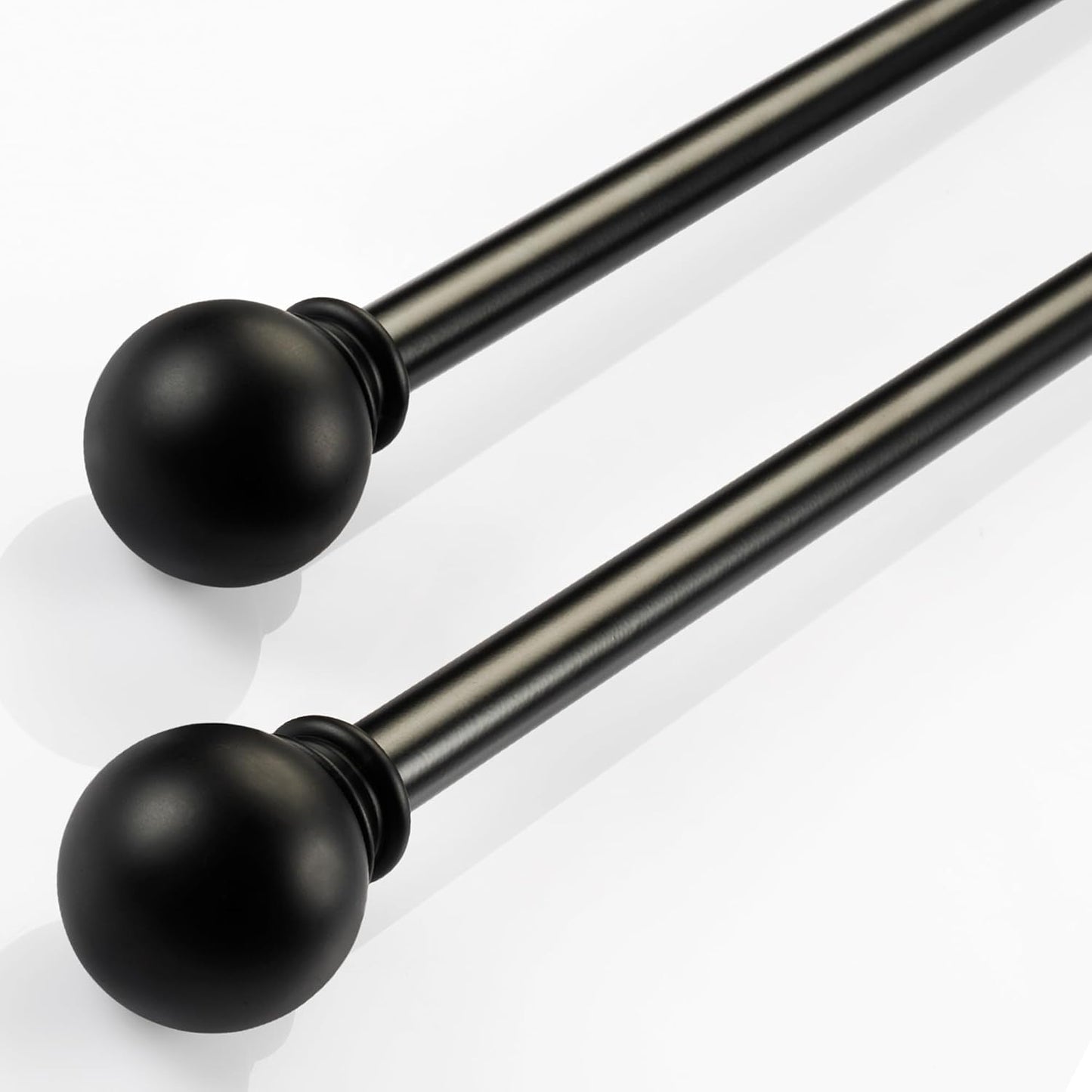Deco Window 2 Pack Adjustable Black Curtain Rods for Windows 48 to 84 Inch with Modern Ball