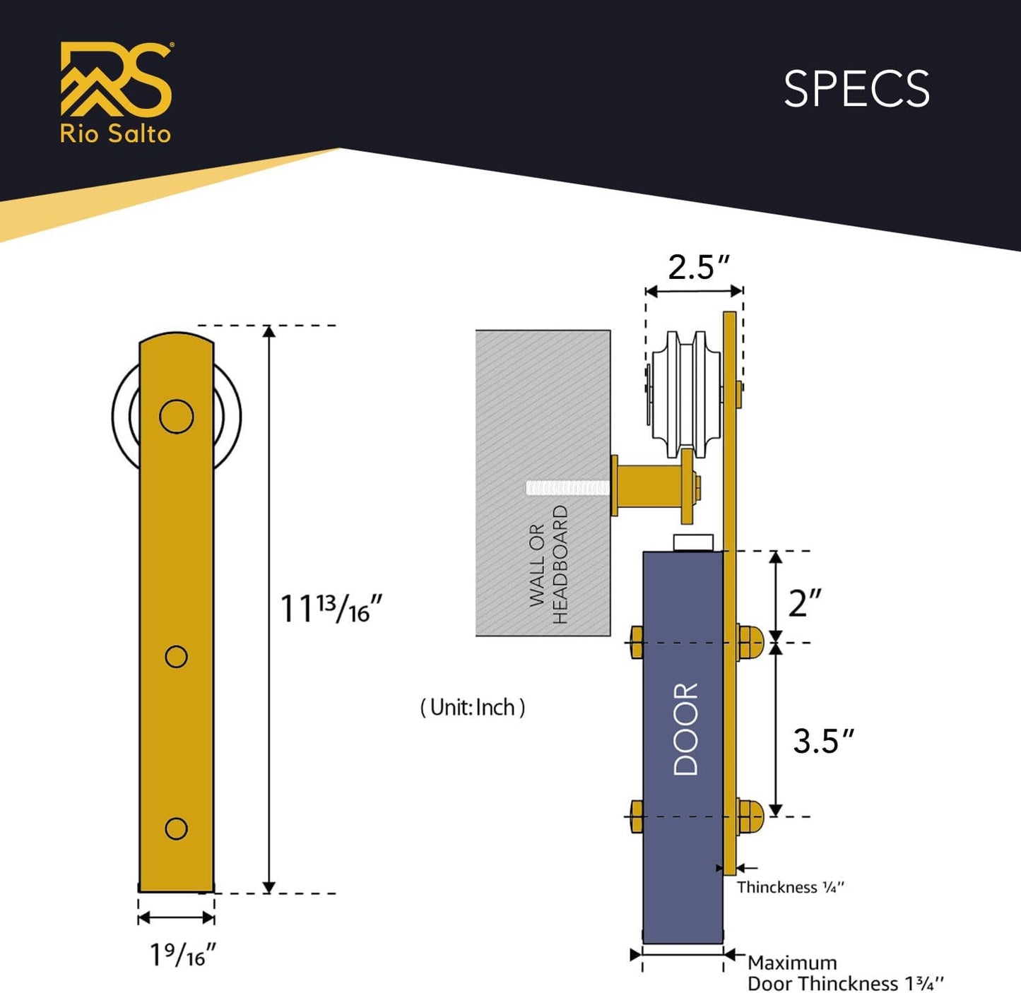Rio Salto Gold Barn Door Hardware Kit Sliding Door Hardware Modern Barn