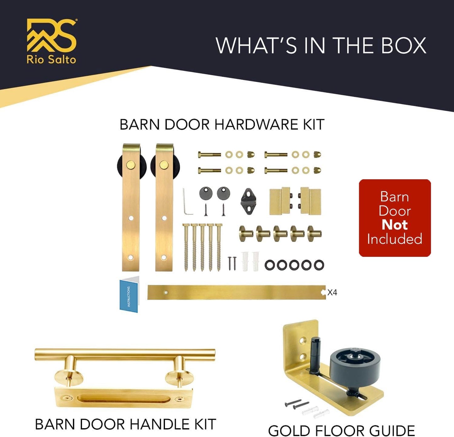 Rio Salto Gold Barn Door Hardware Kit Sliding Door Hardware Modern Barn
