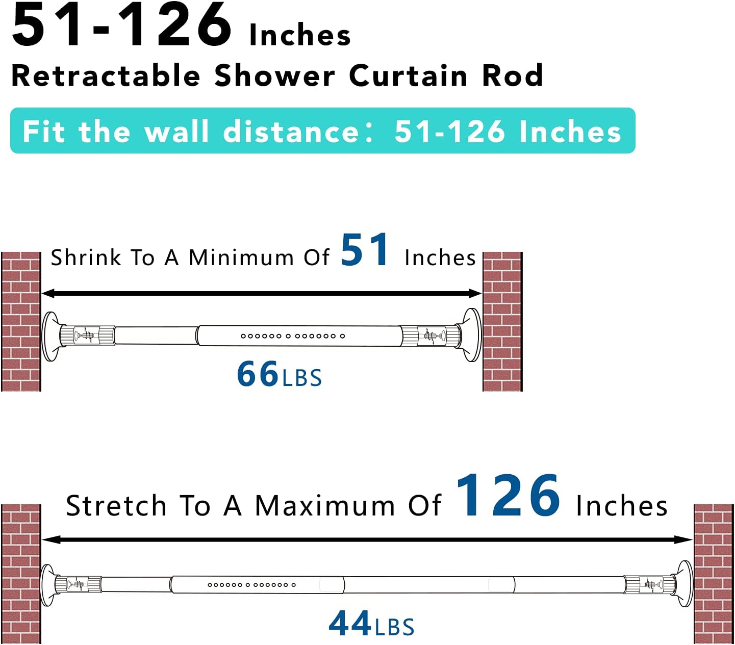 Umimile Tension Shower Curtain, Spring Shower Tension Curtain Rod