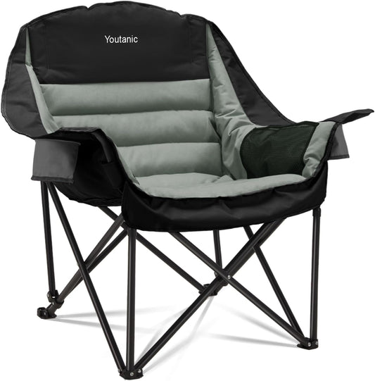 Oversized Camping Chair, Portable Folding Camping Chairs with Side Pocket