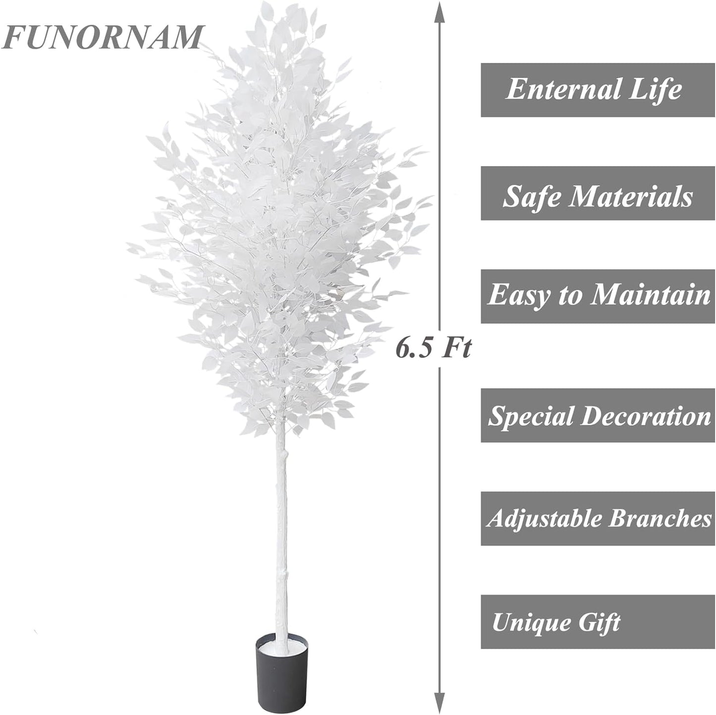 6ft Ficus Trees Artificial, Large White Fake Tree Faux Plant for Home Indoor Wedding Décor