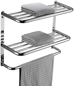 LUANT Bathroom Shelf 3-Tier Wall Mounting Rack with Towel Bars