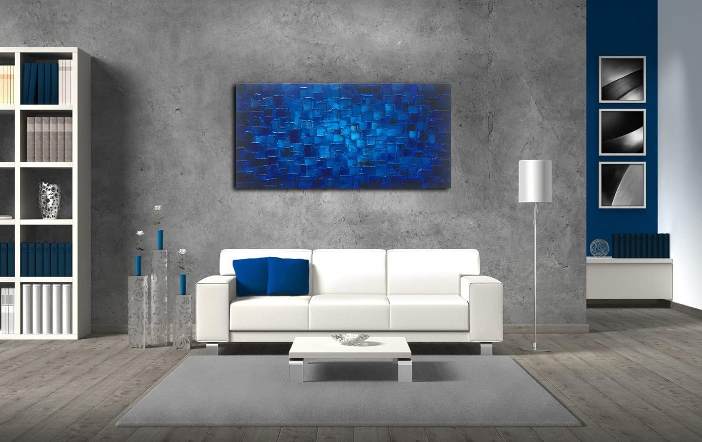 Gongyuanyihao Arts Modern Textured Abstract Squares Canvas Wall Art- 24 X 48