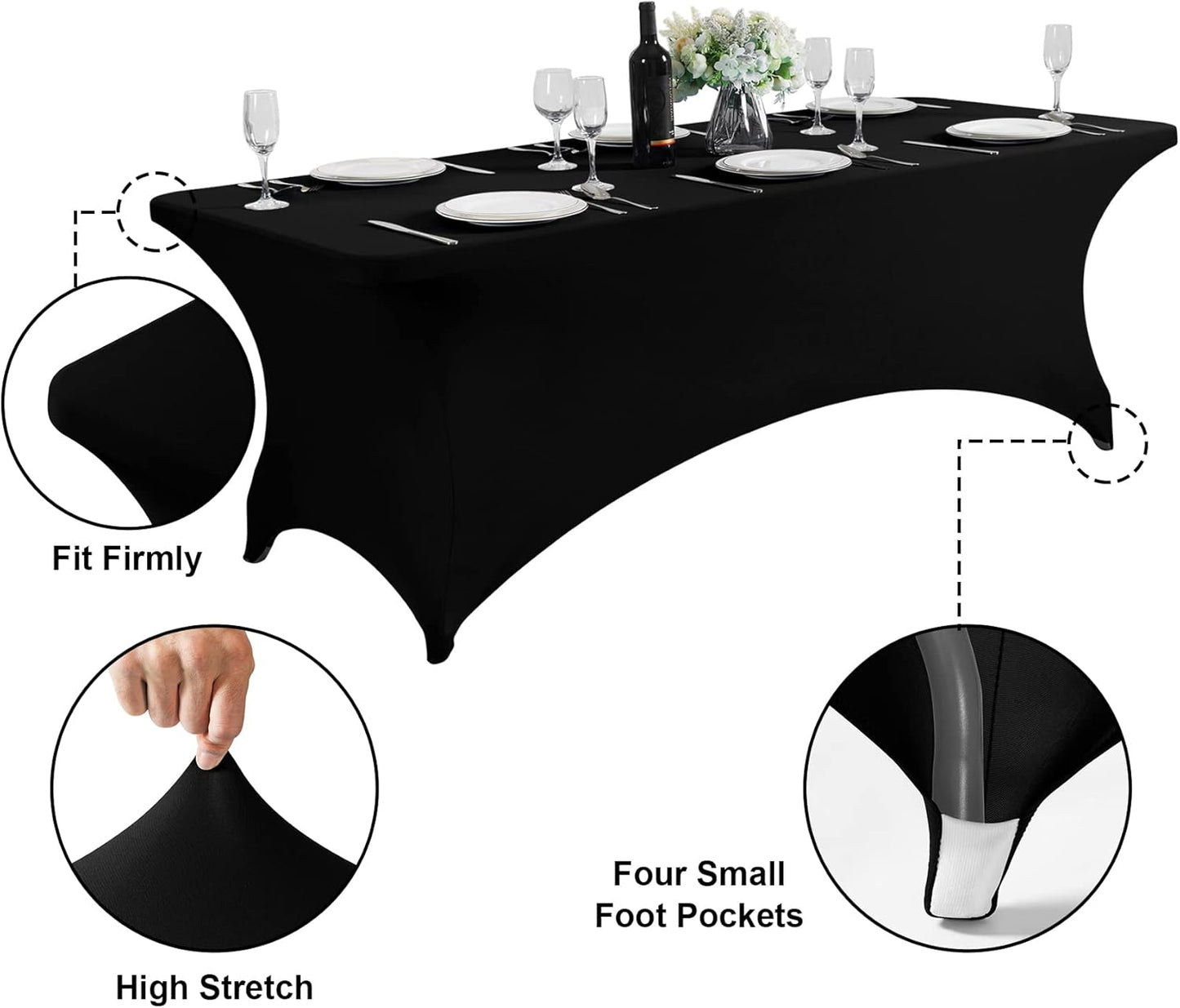 SUPERO 6 Pack Waterproof Spandex Table Cover for 6FT Table Universal Fitted