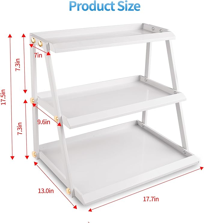 WWN Stainless Steel 3 Tier Cupcake Stand with White Coating - Elegant Dessert Tower