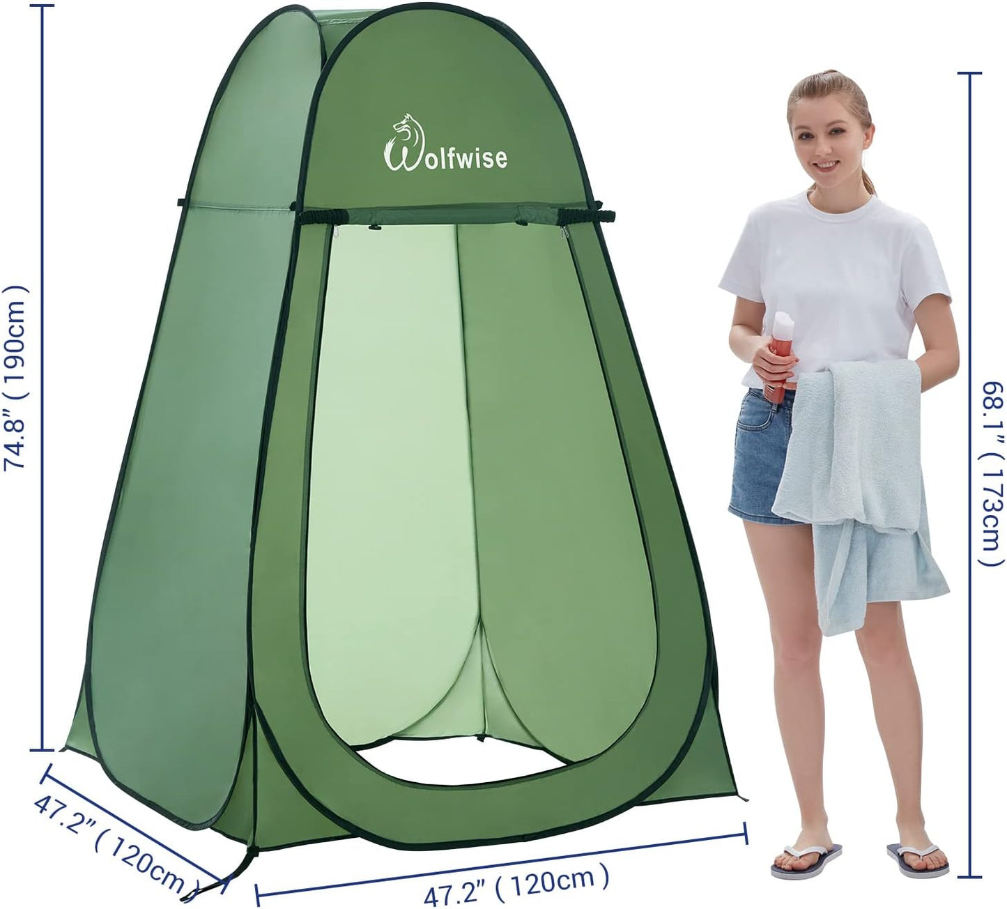 WolfWise Portable Pop Up Privacy Shower Tent Spacious Changing Room