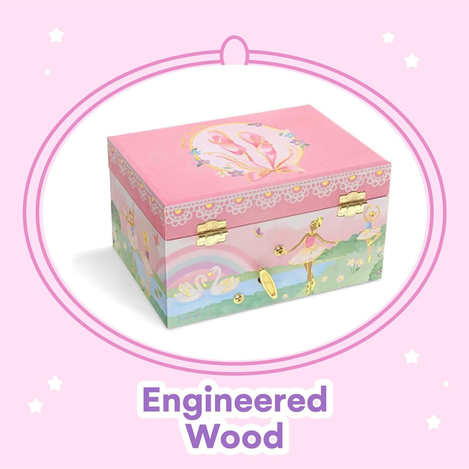 a pink box with a unicorn design on it