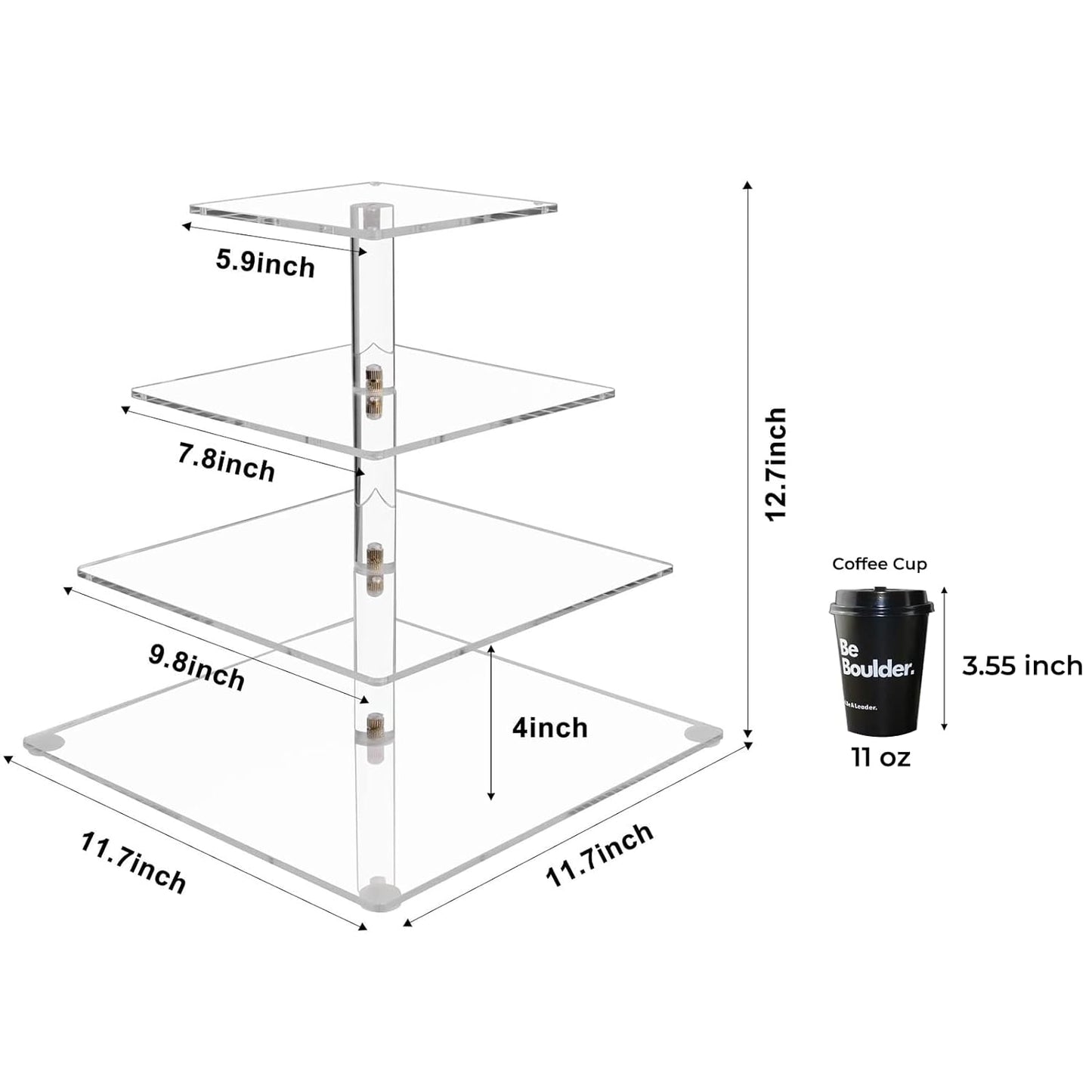 Vdomus Pastry Stand 4 Tier Acrylic Cupcake Display Stand