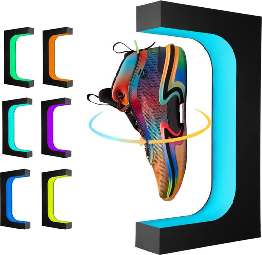 UVEHAS Levitating Shoe Display Stand, Floating Sneaker Stand with Remote 16 Colors LED Light Rotate