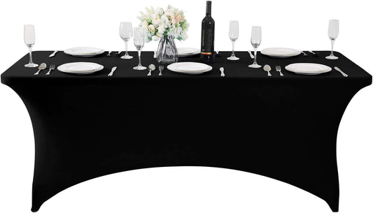 SUPERO 6 Pack Waterproof Spandex Table Cover for 6FT Table Universal Fitted