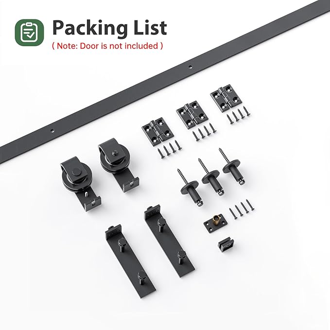 34" Bifold Sliding Barn Door Hardware Track Kit,Side Mounted Black Roller