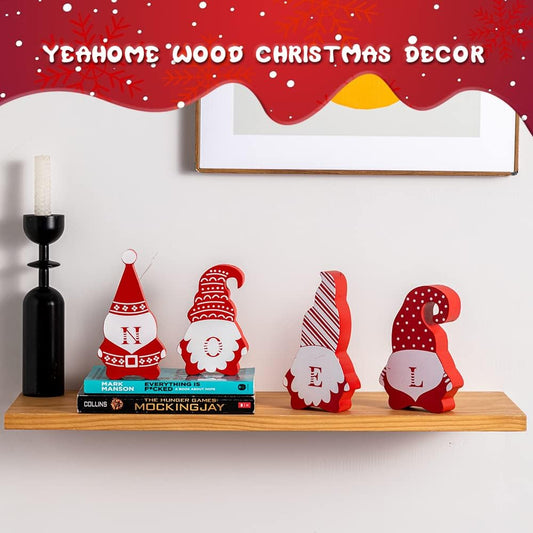 Gnome Christmas Decorations, Noel Wooden Blocks - T&S Outlets