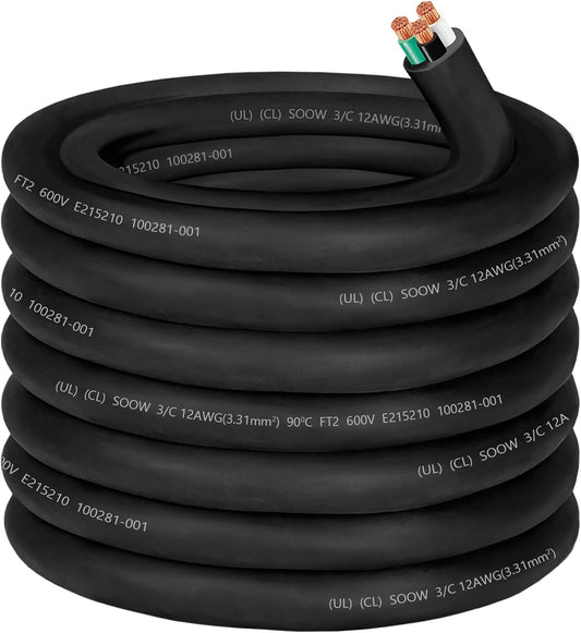 12/3 Wire 12 Gauge SOOW Wire 12AWG SOOW Portable Power Cable 12 Gauge 3 Conductor Electric Cable