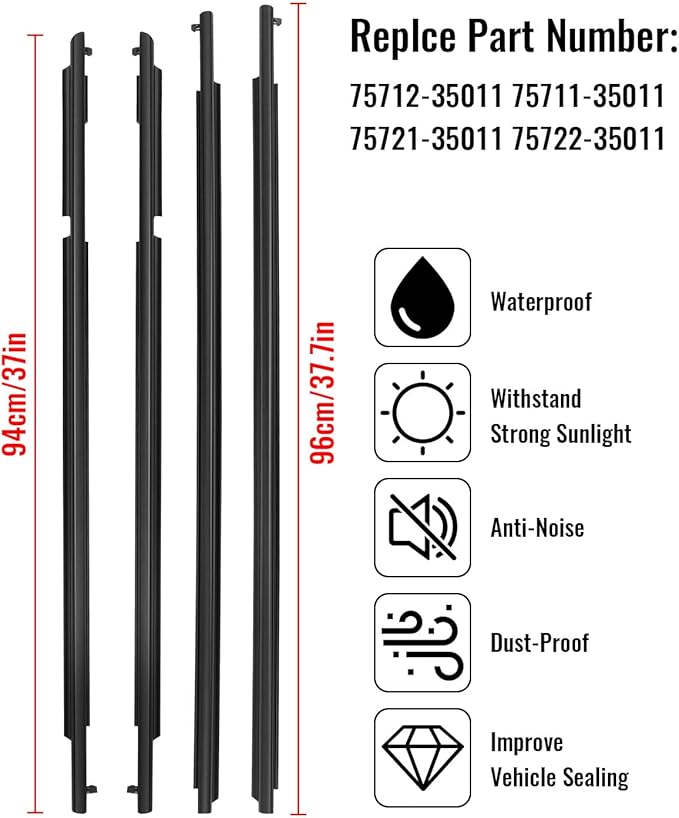 75712-35011 Weatherstrip Window Moulding Trim Seal Belt for Toyota 4Runner 2010-2021