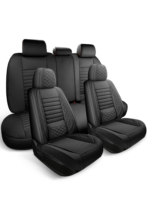 BABYBLU - Black -Full Coverage Faux Leather Car Seat Covers Universal Fit for Cars,SUVs,Pick-up Trucks
