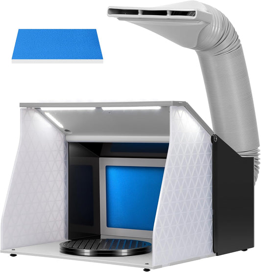 VIVOHOME Dual Fans Airbrush Paint Spray Booth with 4 LED Lights Turn Table and Filter Hose