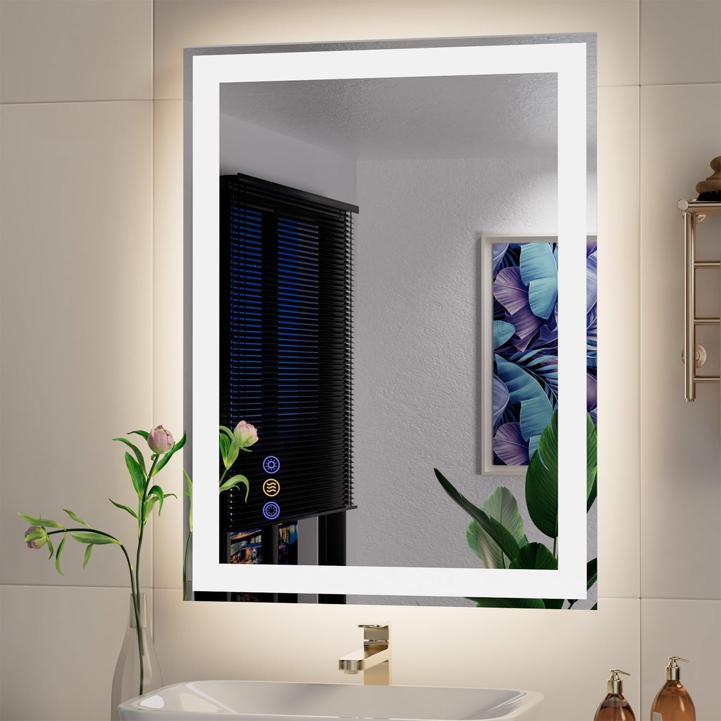 24"x 32" LED Mirror for Bathroom, Front and Backlit Controlled Separately LED Wall Vanity Mirror