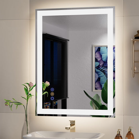 24"x 32" LED Mirror for Bathroom, Front and Backlit Controlled Separately LED Wall Vanity Mirror