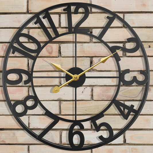 Large Outdoor Clock, 24 Inch Silent Non-Ticking Battery Operated Outdoor Wall Clock