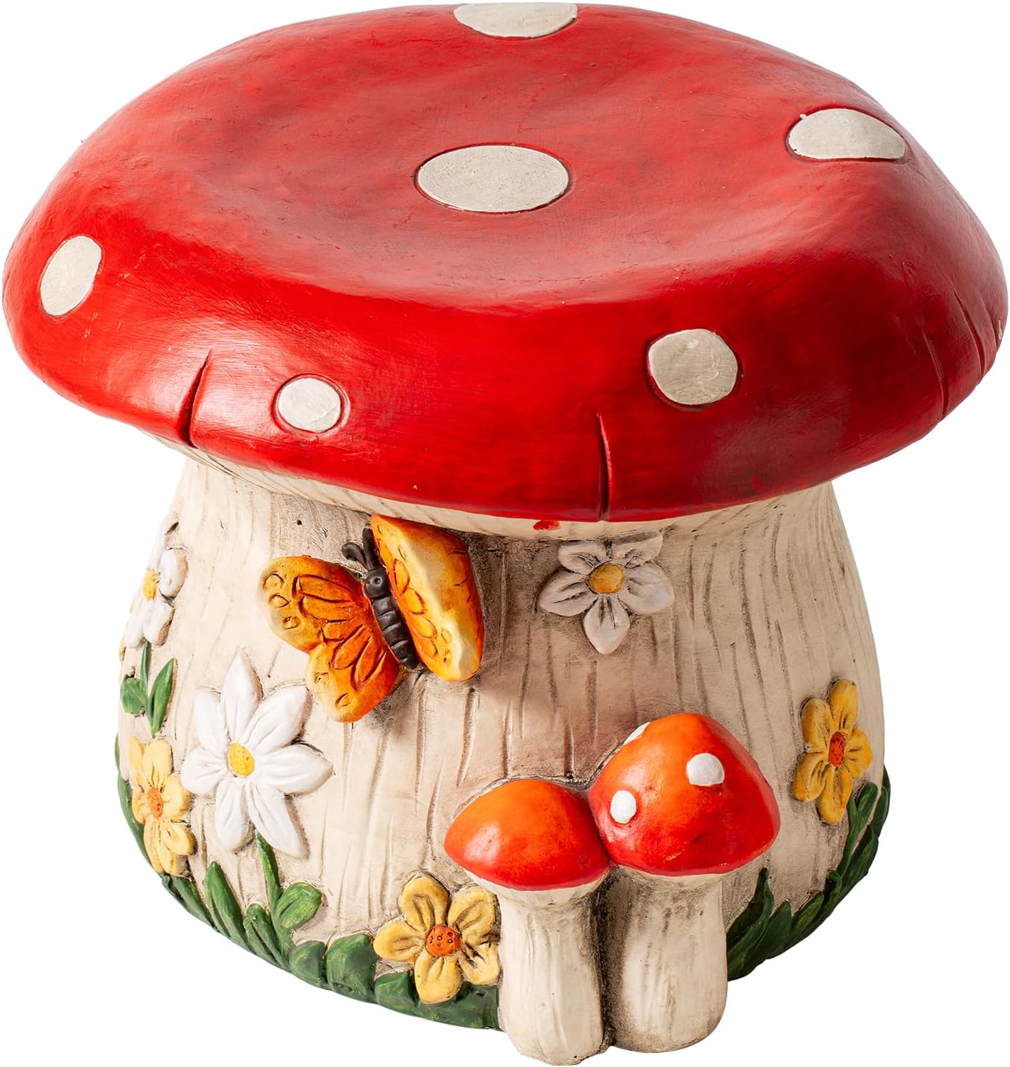 14''W Mushroom House Statue Outdoor Statues Garden Resin Stool Over-Sized Sculpture