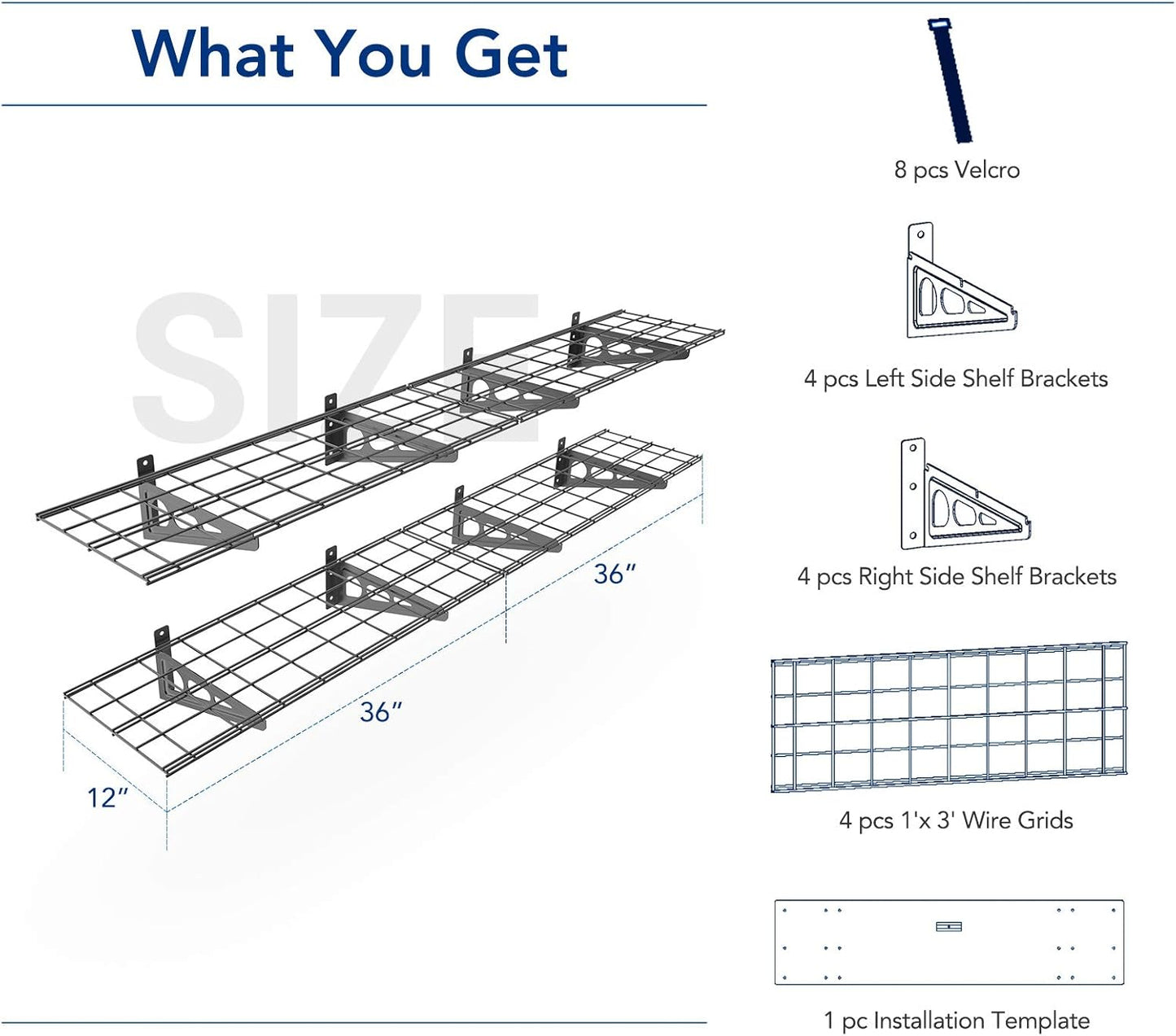 FLEXIMOUNTS 12-inch-by-72-inch Wall Shelf Garage Storage Rack 1x6ft ,Black, 2-Pack