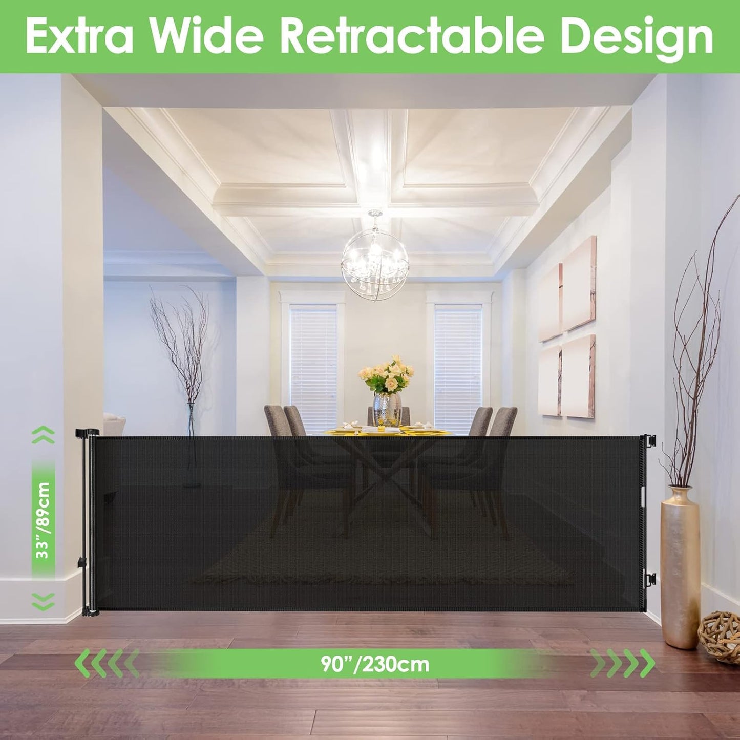 105 Inch Retractable Baby Gates Extra Wide Dog Gates for The House Long Pet Gate