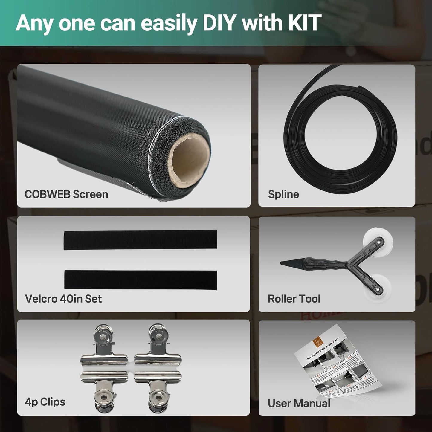 Premium Window Screen Replacement DIY KIT 39"51" Blocks Rain, Pet Scratch, Pollen
