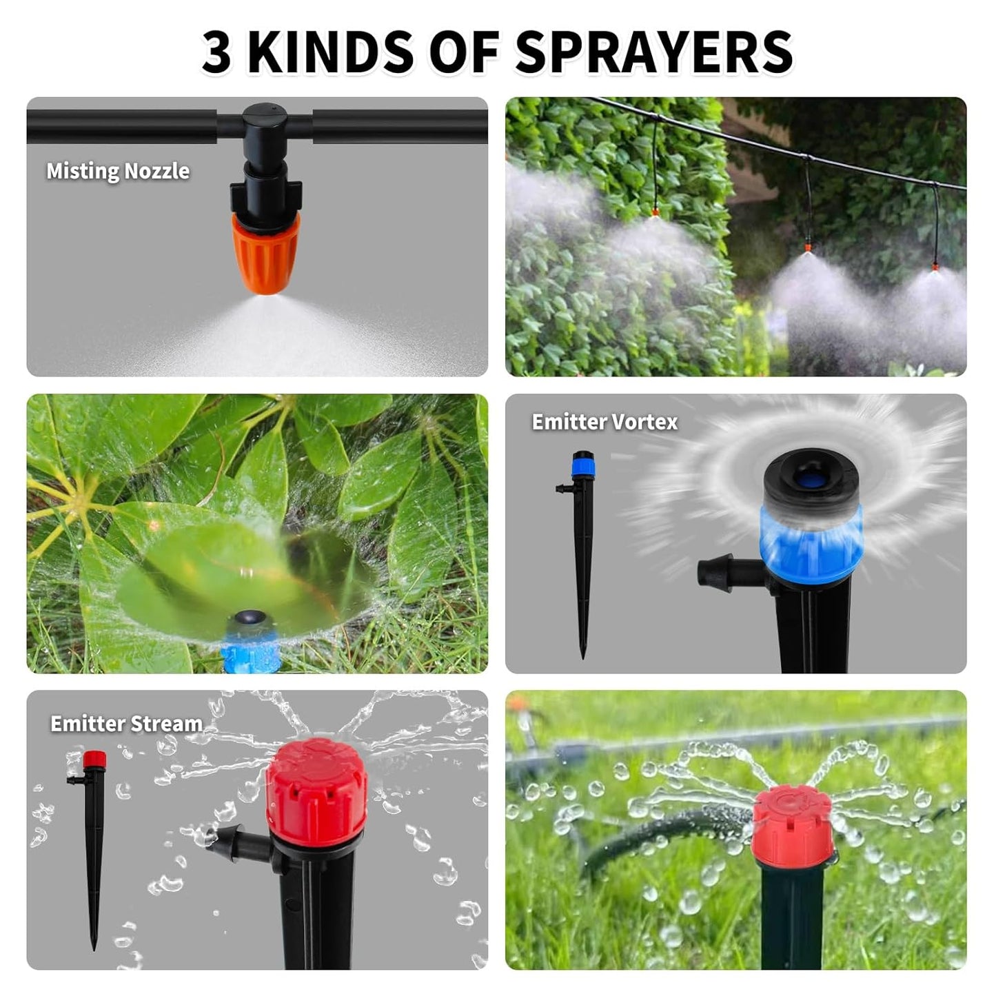 240FT Drip Irrigation System,Automatic Drip Irrigation Kit with 1/2 inch Hose 1/4 inch Distribution Tubing