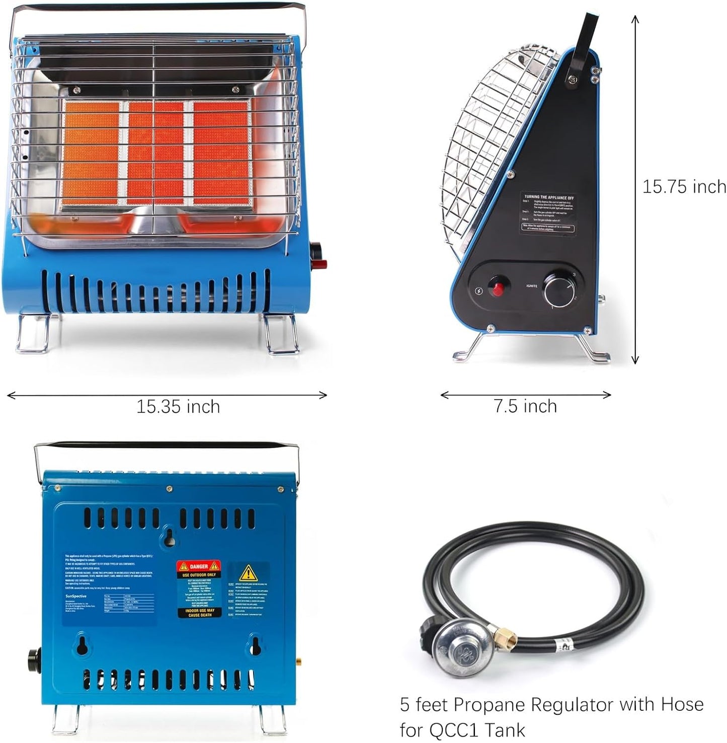 Portable Propane Heater 12000 BTU, Small Propane Heaters for outdoor use