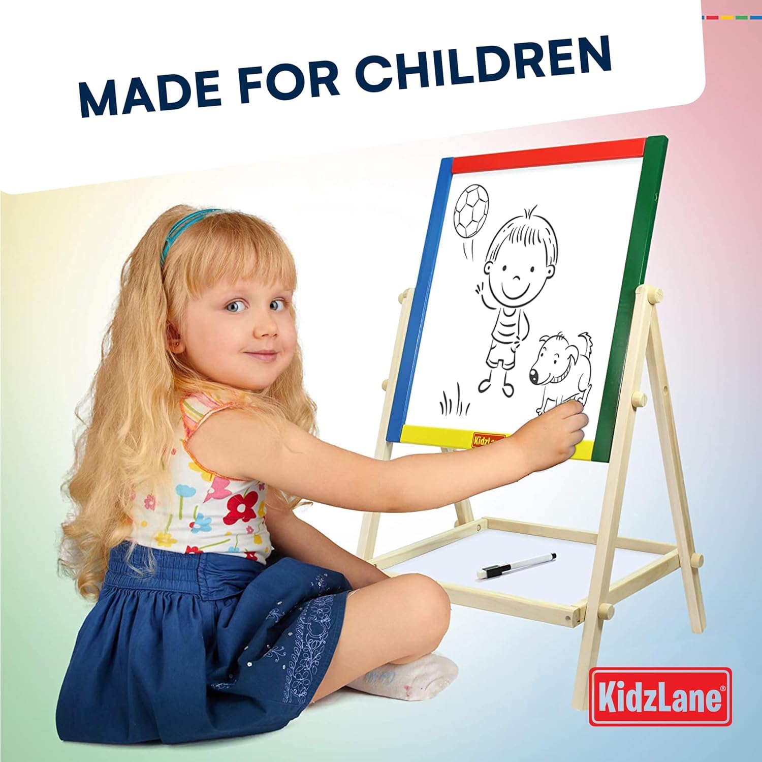 Kidzlane Art Easel for Kids 2-4 | Wooden Toddler Easel - T&S Outlets